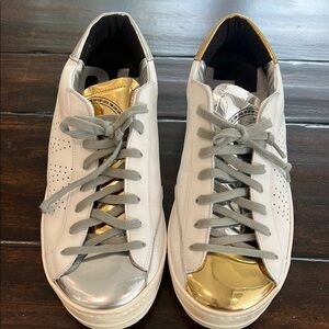 P448 White Sneakers with Metallic Accents